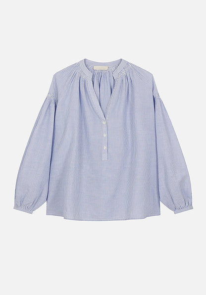 Vanessa Bruno | Striped Cotton Nipoa Blouse - Bohemian Elegance Blanc-Bleu