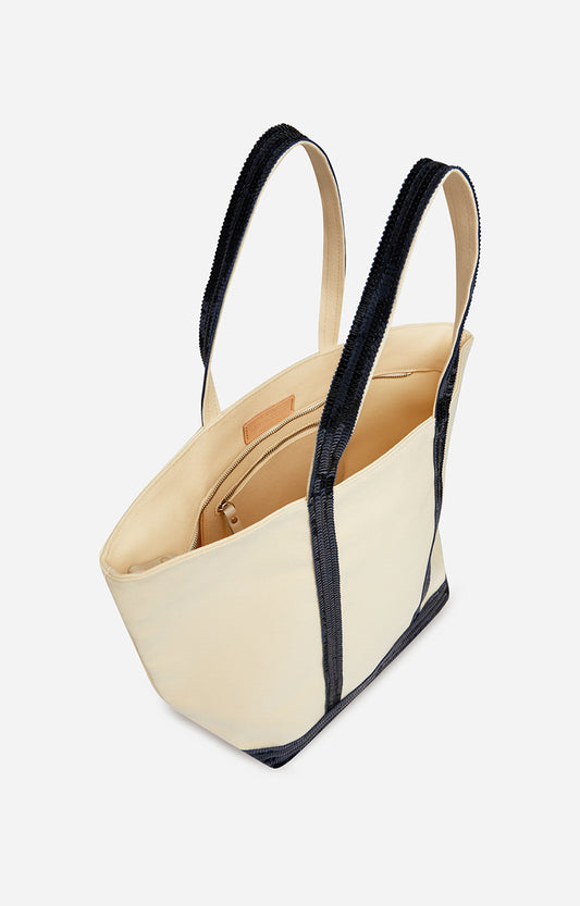 Tote Bag Canvas Cabas L Ve01-v40409 Off-White-Navy