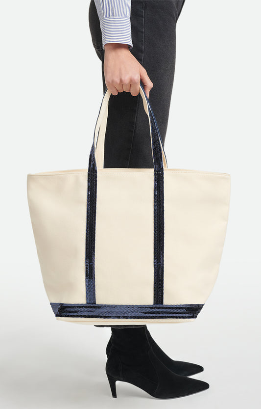 Tote Bag Canvas Cabas L Ve01-v40409 Off-White-Navy