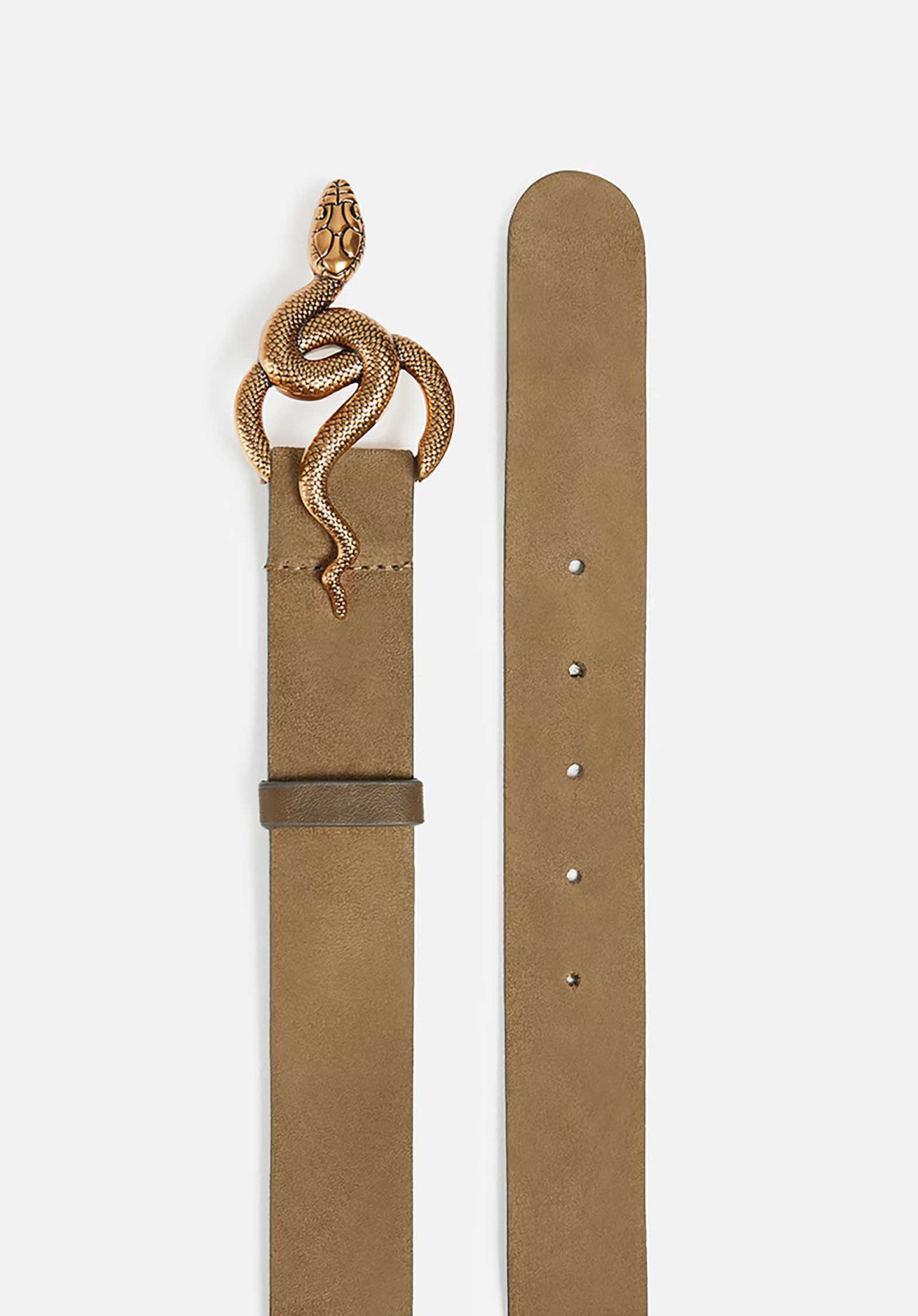 Vanessa Bruno | Cléo Nubuck Belt with Gold Snake Buckle Grey