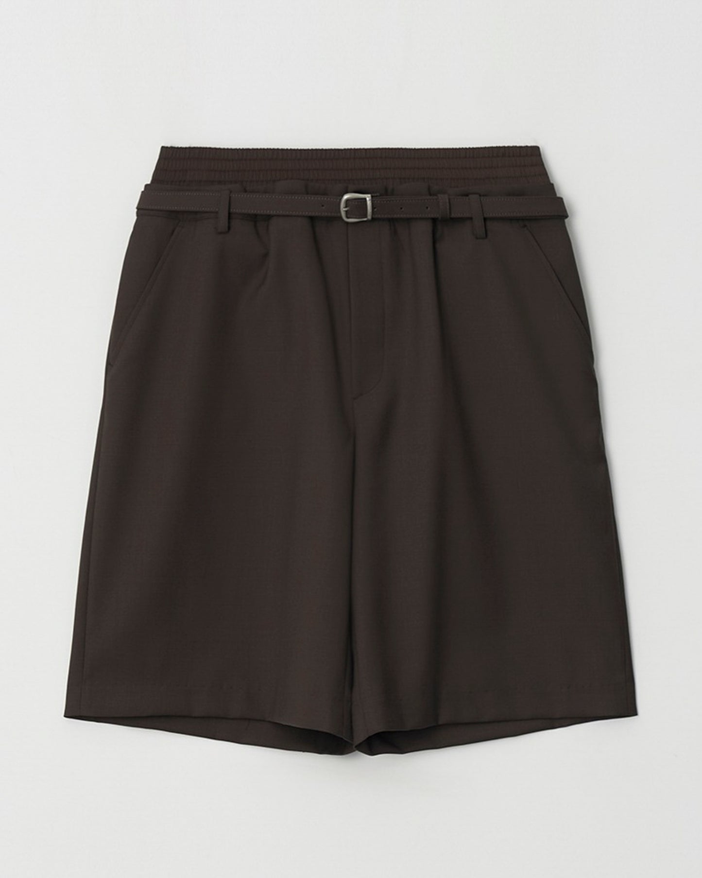 ATELIER EDITION | Wide-Leg Bermuda Shorts - Brown Wool Blend