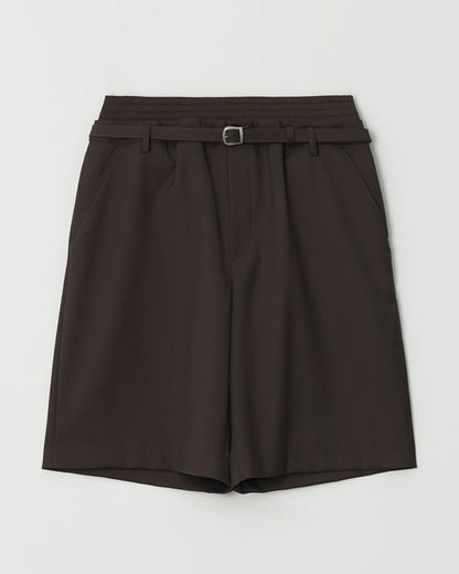 ATELIER EDITION | Wide-Leg Bermuda Shorts - Brown Wool Blend