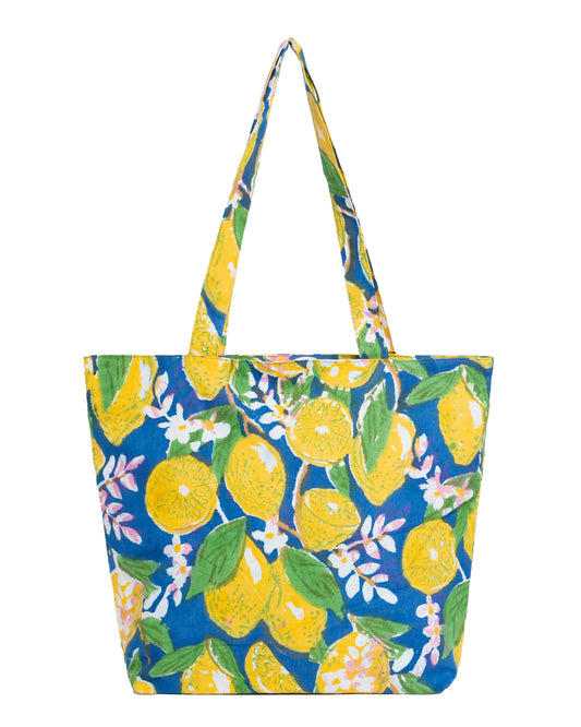 Women's Tote Bag Extra Durable Premium Cotton Canvas - Lemon