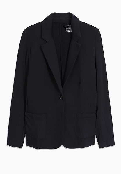Majestic | Single-Button Jacket - Fluid Tailoring Navy