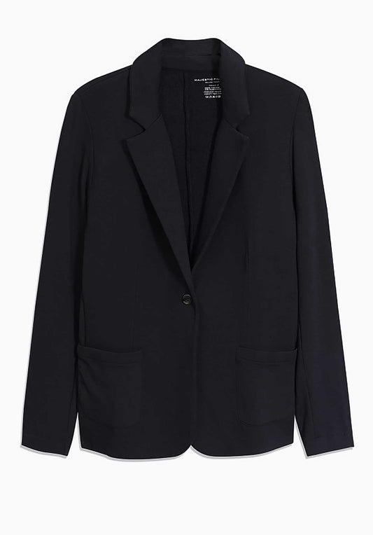 Majestic | Single-Button Jacket - Fluid Tailoring Navy