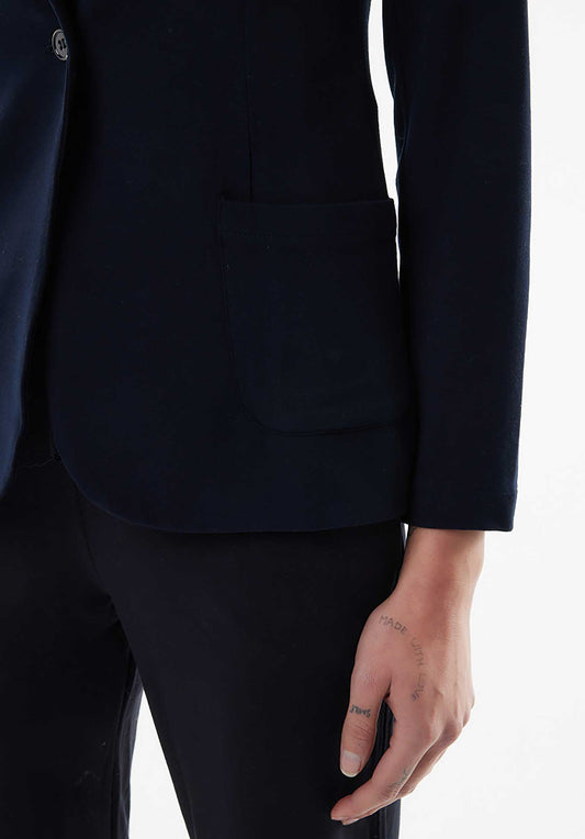 Majestic | Single-Button Jacket - Fluid Tailoring Navy
