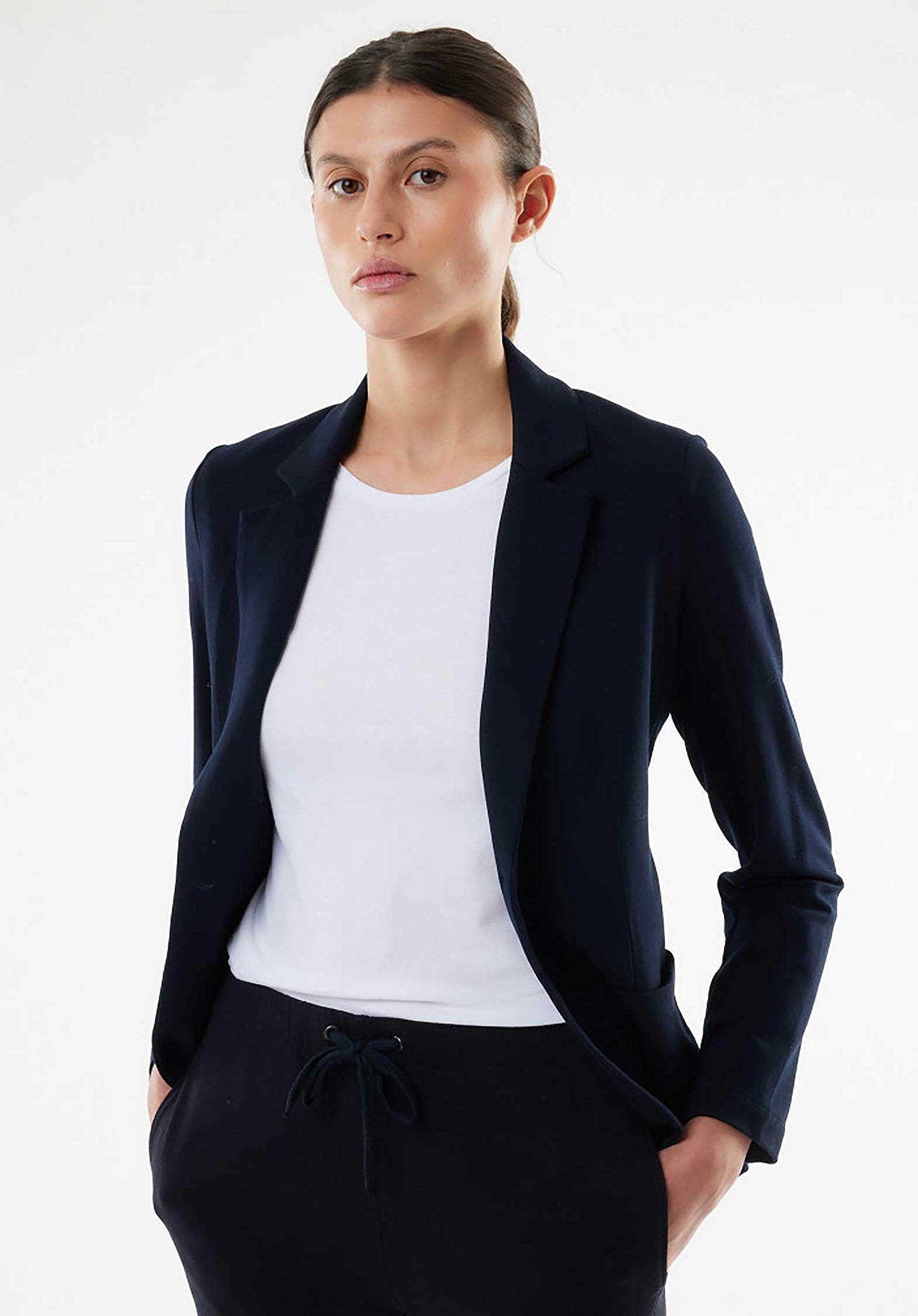 Majestic | Single-Button Jacket - Fluid Tailoring Navy