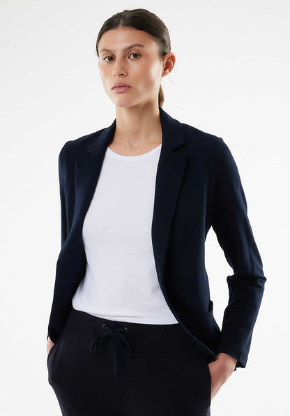 Majestic | Single-Button Jacket - Fluid Tailoring Navy