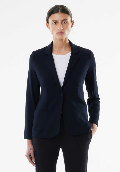 Majestic | Single-Button Jacket - Fluid Tailoring Navy