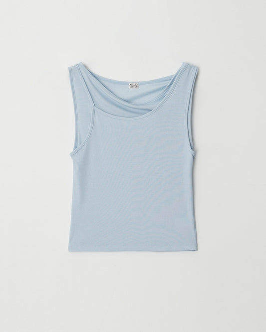Blouse Layered Top Light-Blue