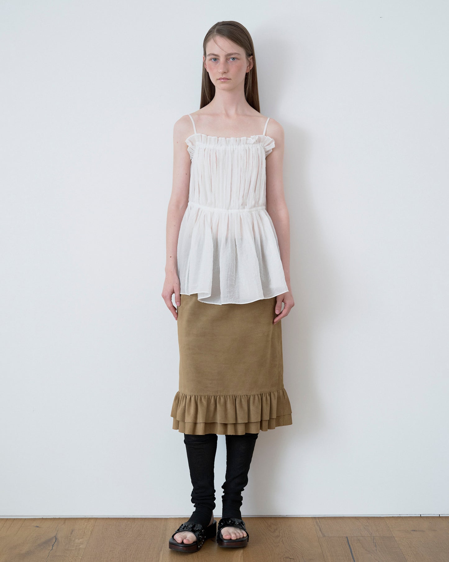 Atelier Edition | Shirring Blouse in White - Sculpted Volume