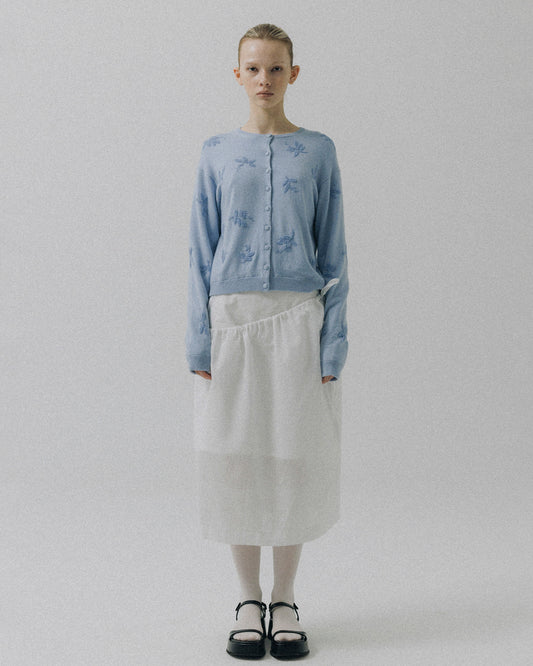 Skirt Layer Stripe Skt White