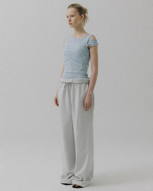 Blouse Layered Top Light-Blue