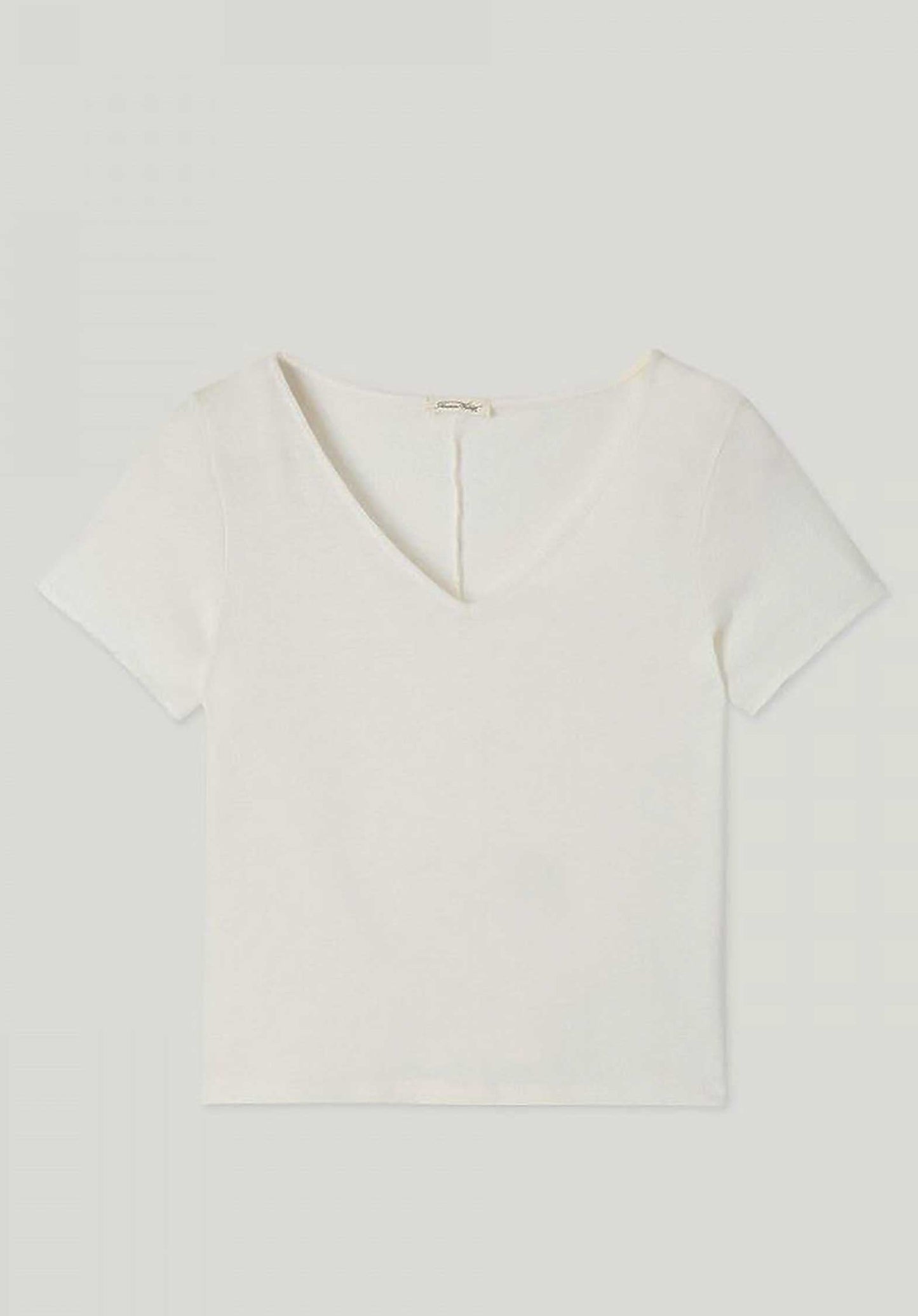 American Vintage | Fitted V-Neck Cotton T-Shirt - White
