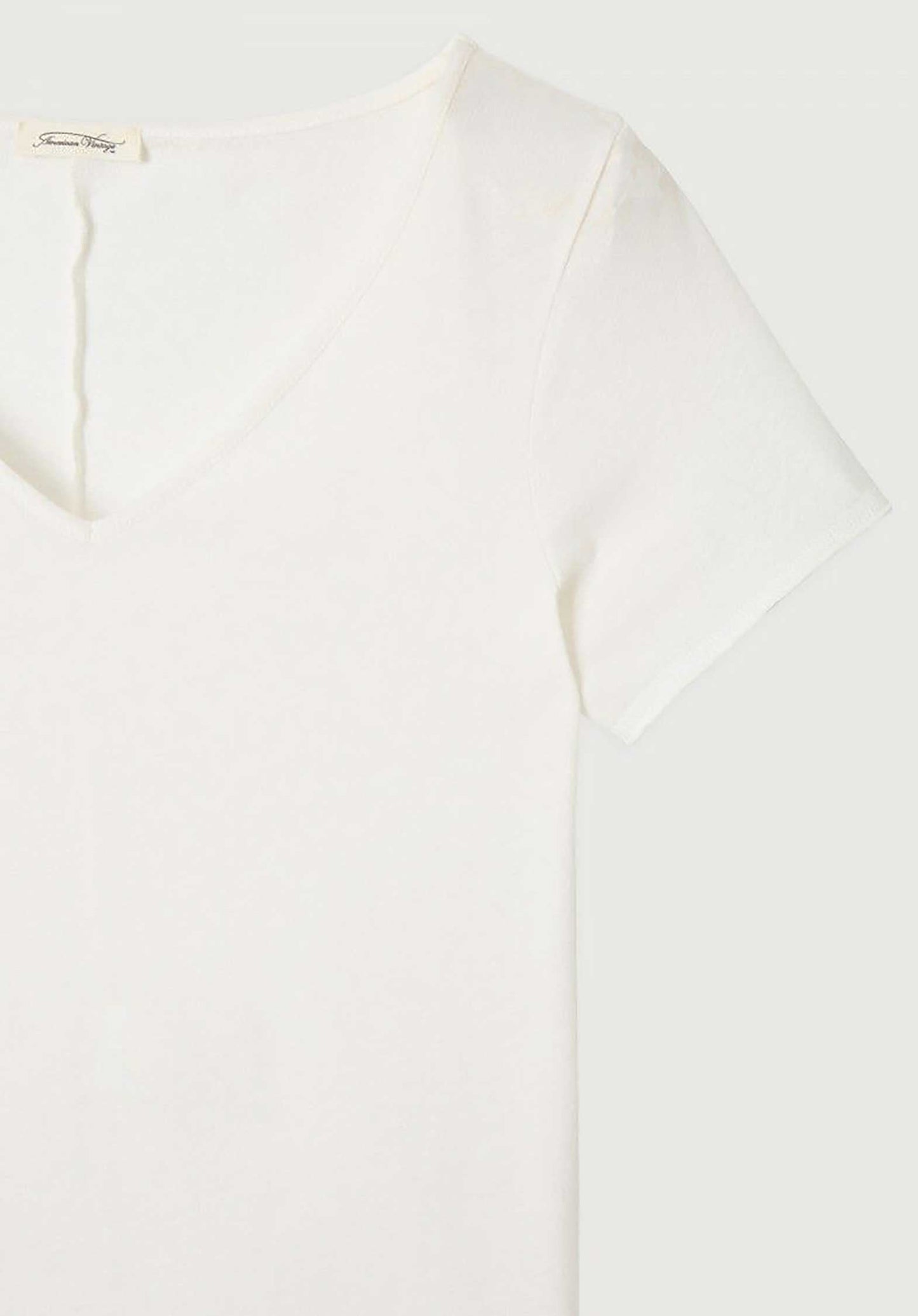 American Vintage | Fitted V-Neck Cotton T-Shirt - White