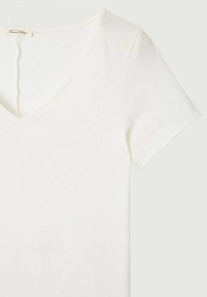 American Vintage | Fitted V-Neck Cotton T-Shirt - White