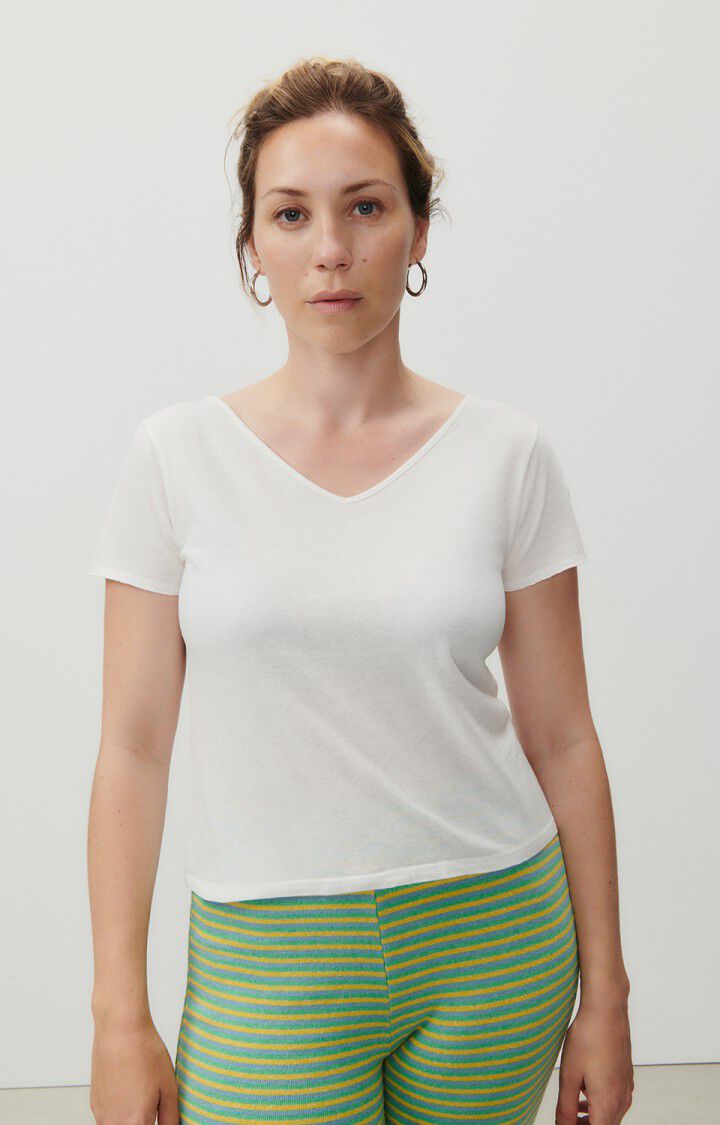 American Vintage | Fitted V-Neck Cotton T-Shirt - White