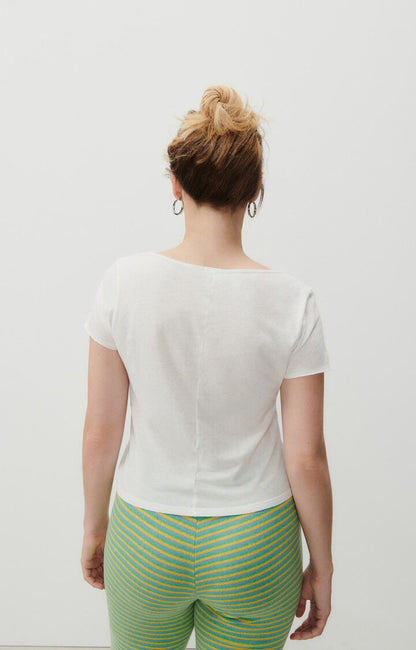 American Vintage | Fitted V-Neck Cotton T-Shirt - White