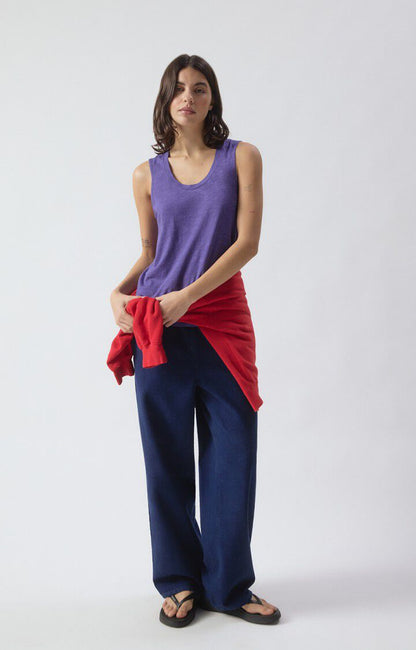 Women Workwear Pants Raw Denim Canvas Fabric - Raw-Blue