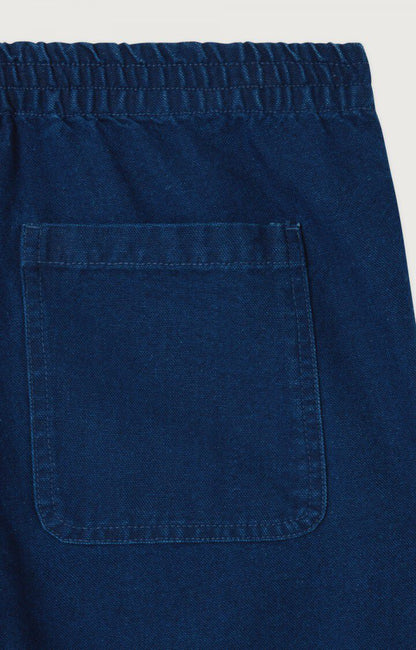 Women Workwear Pants Raw Denim Canvas Fabric - Raw-Blue