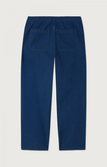 Women Workwear Pants Raw Denim Canvas Fabric - Raw-Blue