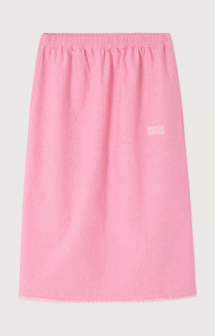 American Vintage | Feo13a Pinky Midi Skirt - Cotton Pencil with Lace Trim