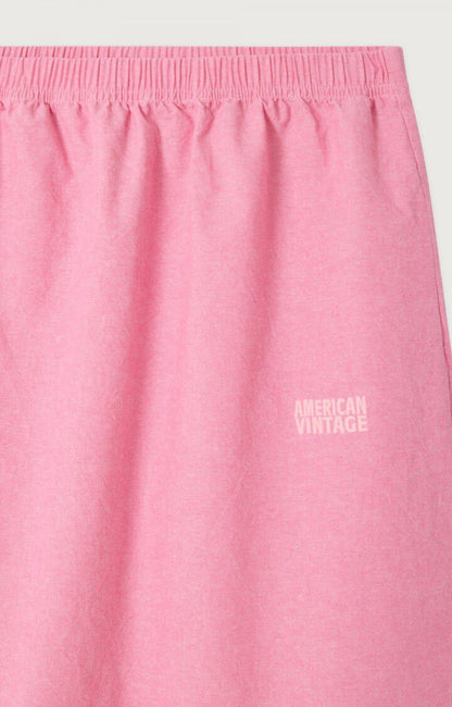 American Vintage | Feo13a Pinky Midi Skirt - Cotton Pencil with Lace Trim
