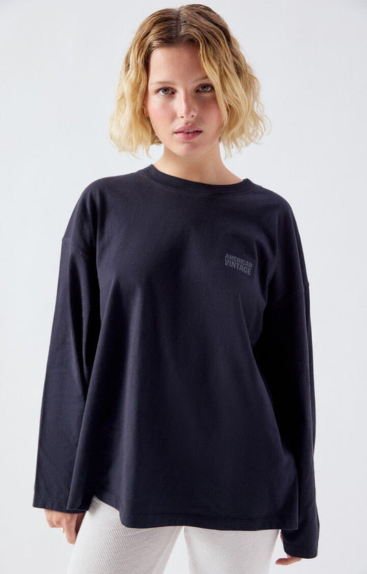 American Vintage | Brushed Cotton Sweatshirt - Loose Fit Black