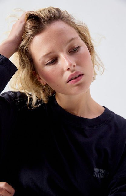 American Vintage | Brushed Cotton Sweatshirt - Loose Fit Black