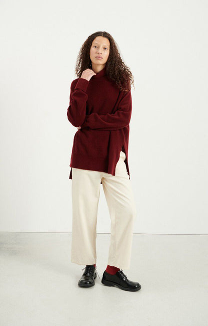 Women's Pants Structured Straight-Leg Twill Fabric - Ecru