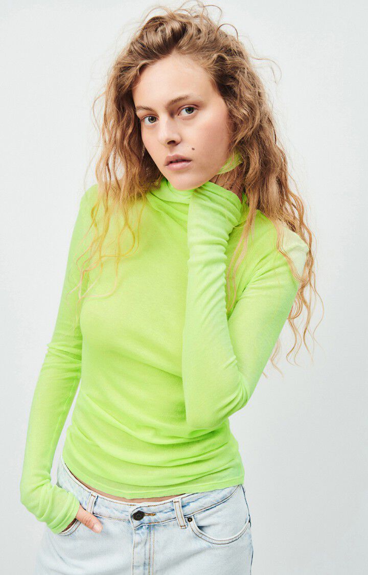 American Vintage | Fluorescent Yellow Fitted Turtleneck Tee Jaune-Fluo
