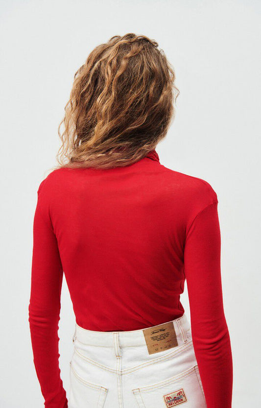 American Vintage | Massachusetts Fitted Turtleneck Tee - Supima Cotton Piment-Vintage
