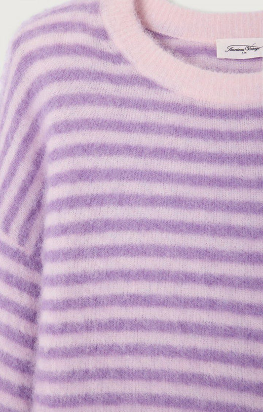 Pullover Nen18c Violette-Raye-Bouton
