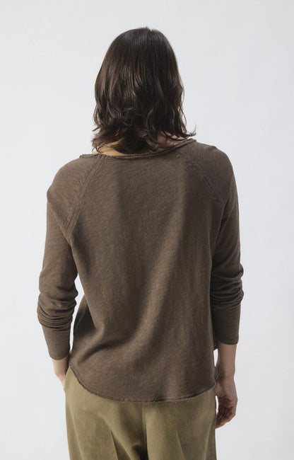 American Vintage | Boat Neck Long Sleeve Tee - Chestnut Brown Chataignier-Vintage