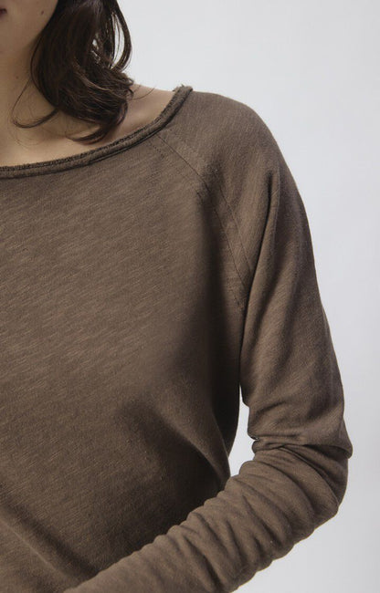 American Vintage | Boat Neck Long Sleeve Tee - Chestnut Brown Chataignier-Vintage