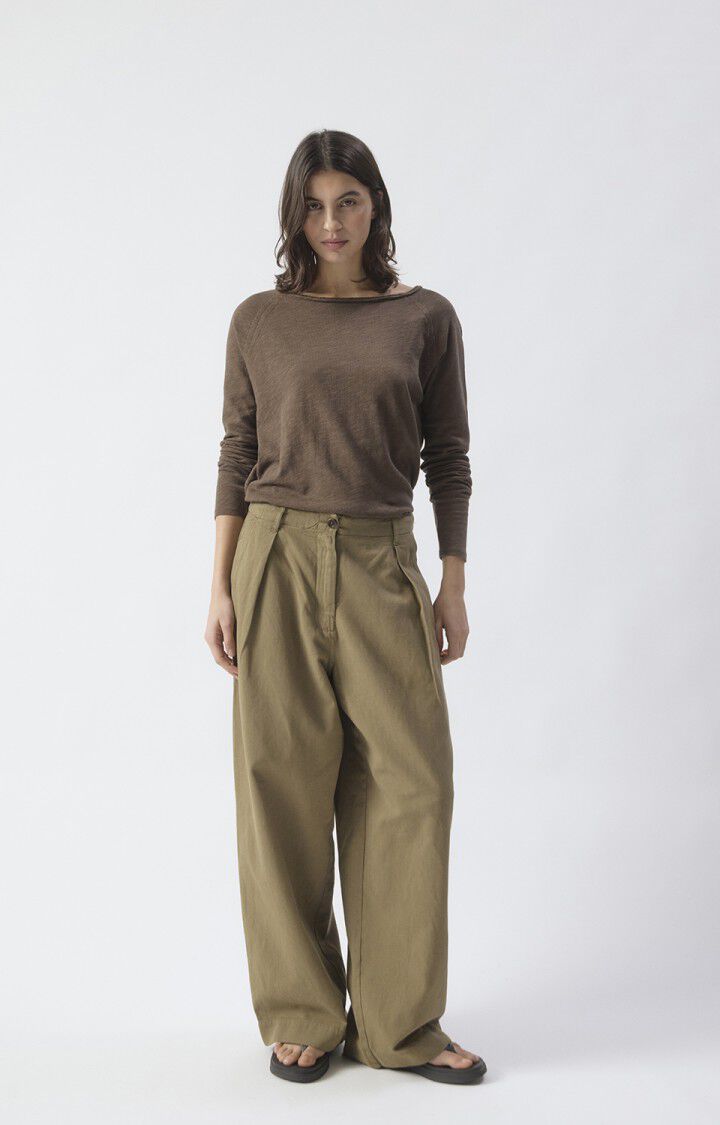 American Vintage | Boat Neck Long Sleeve Tee - Chestnut Brown Chataignier-Vintage