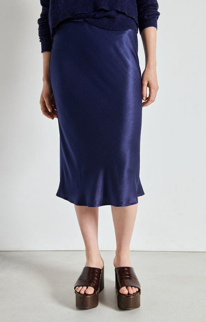 American Vintage | Fluid Viscose Midi Skirt - Blue Nocturne