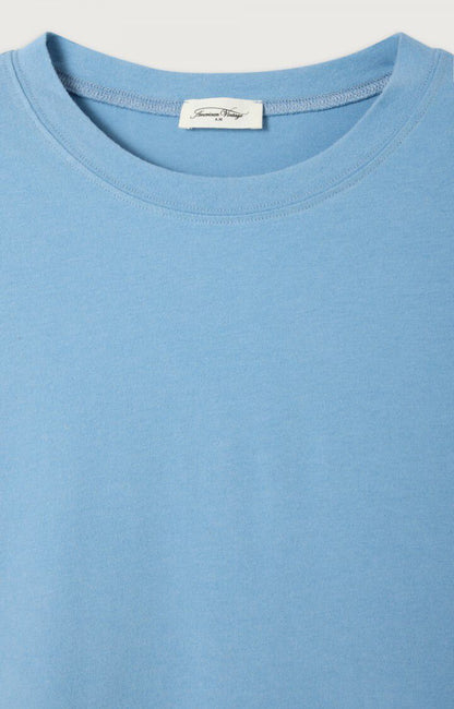 Women Oversized Long Sleeve T Shirt Cotton Jersey - Blue Bleu-Chine