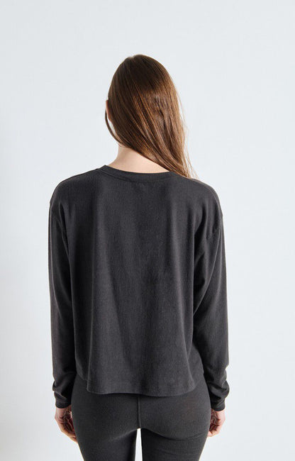 American Vintage | Oversized Boat Neck Tee - Soft Charcoal Carbone-Chine