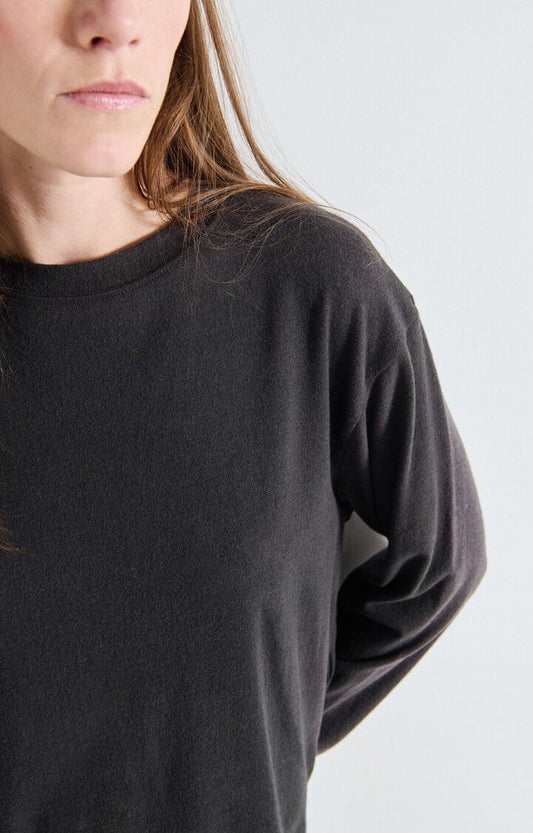 American Vintage | Oversized Boat Neck Tee - Soft Charcoal Carbone-Chine