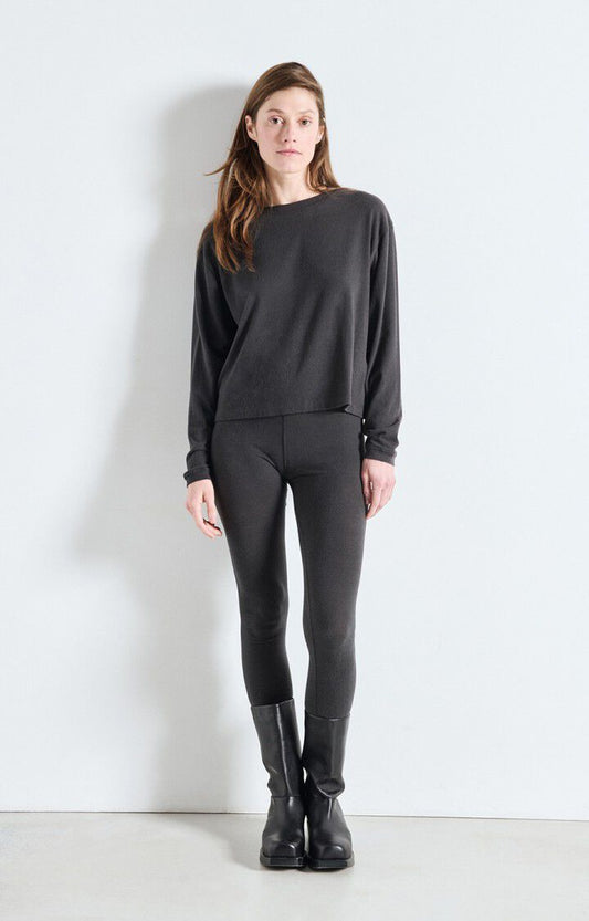 American Vintage | Oversized Boat Neck Tee - Soft Charcoal Carbone-Chine
