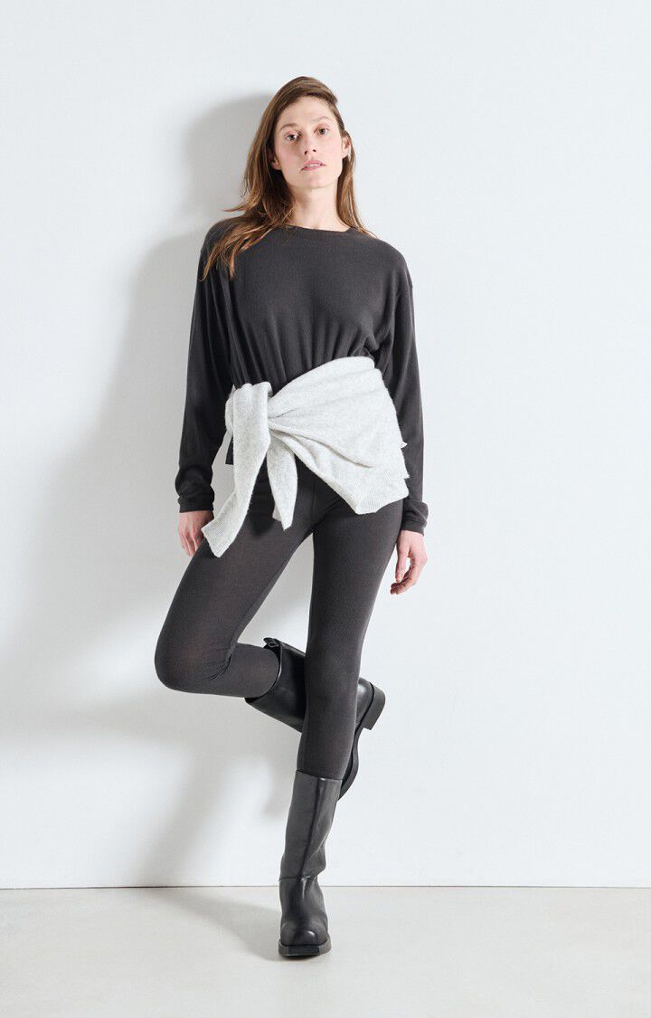 American Vintage | Oversized Boat Neck Tee - Soft Charcoal Carbone-Chine