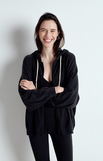 Women's Jacket Peachskin-Effect Fabric - Carbone-Chine