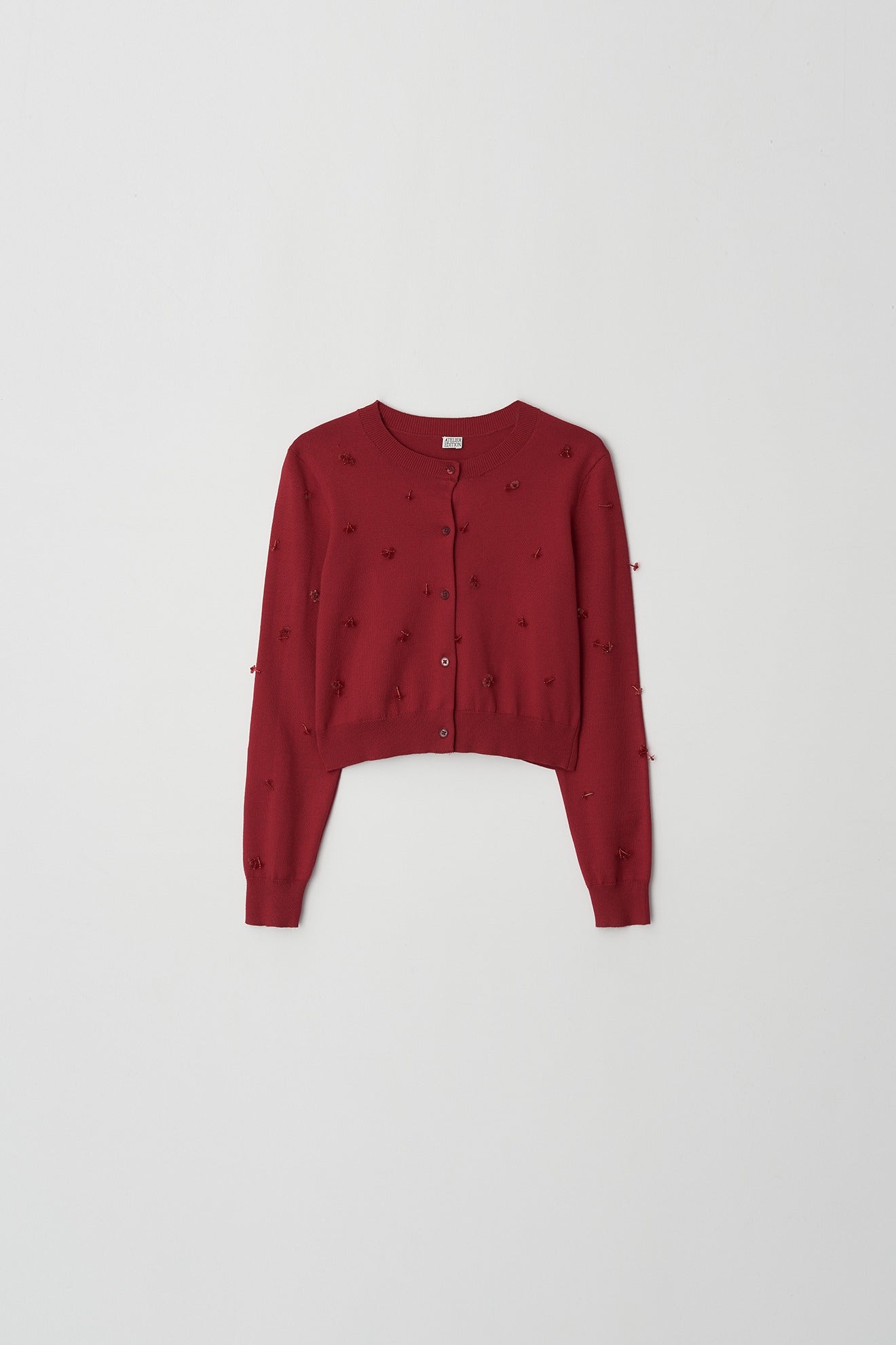 Atelier Edition | Beaded Cardigan in Crimson Red