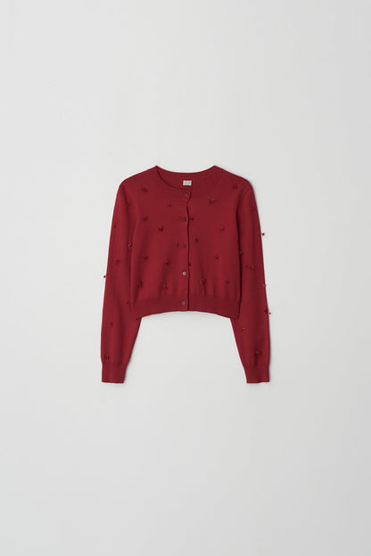 Atelier Edition | Beaded Cardigan in Crimson Red