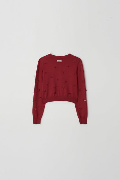 Atelier Edition | Beaded Cardigan in Crimson Red