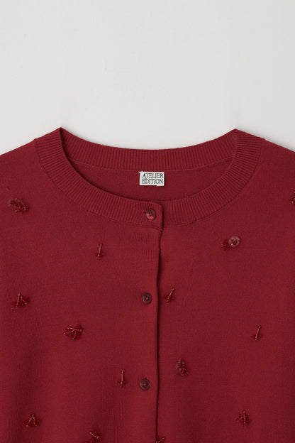 Atelier Edition | Beaded Cardigan in Crimson Red