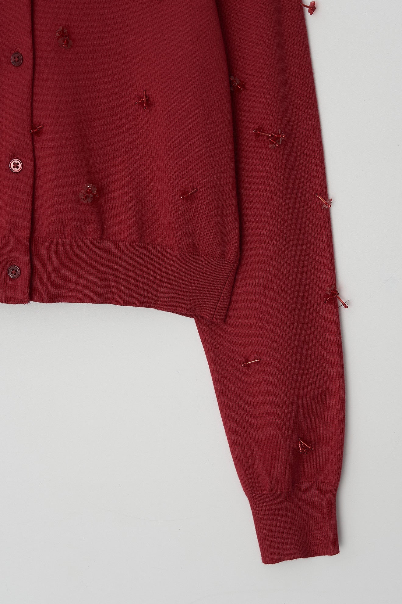 Atelier Edition | Beaded Cardigan in Crimson Red