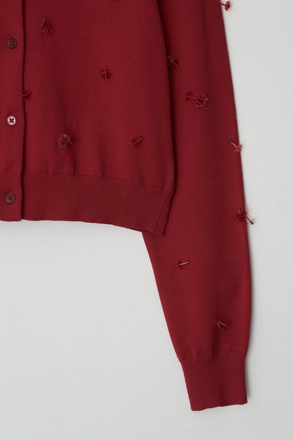 Atelier Edition | Beaded Cardigan in Crimson Red