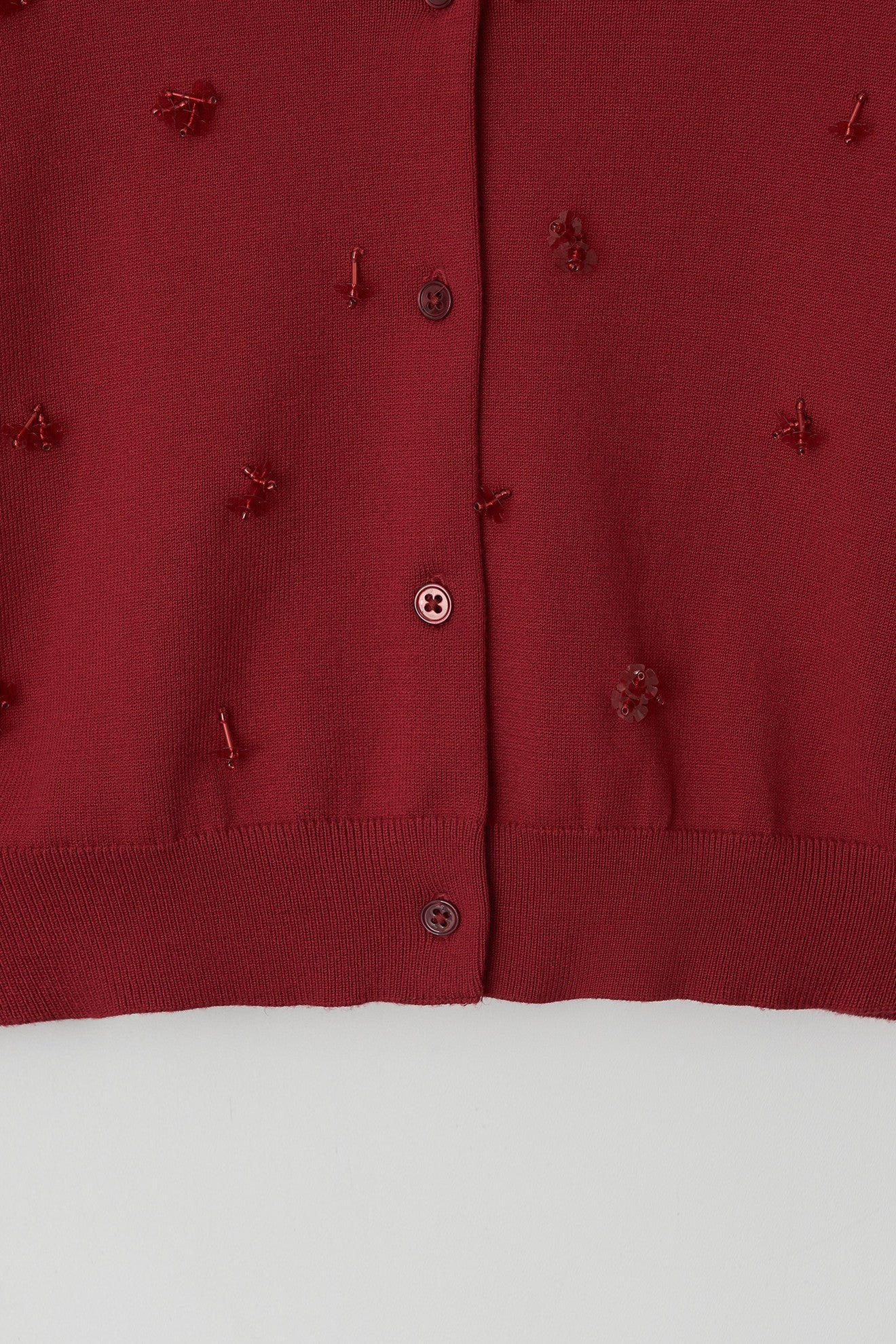 Atelier Edition | Beaded Cardigan in Crimson Red